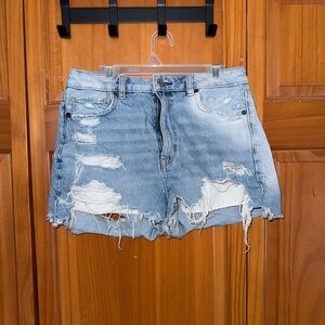 American Eagle Outfitters Light Blue Distressed Jean Shorts